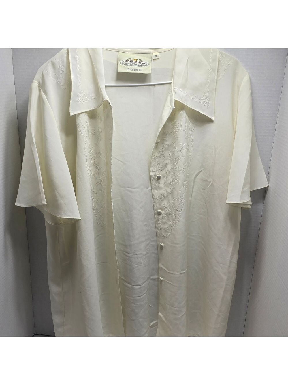 Susan Bristol Cream Blouse with Embroidered Detail